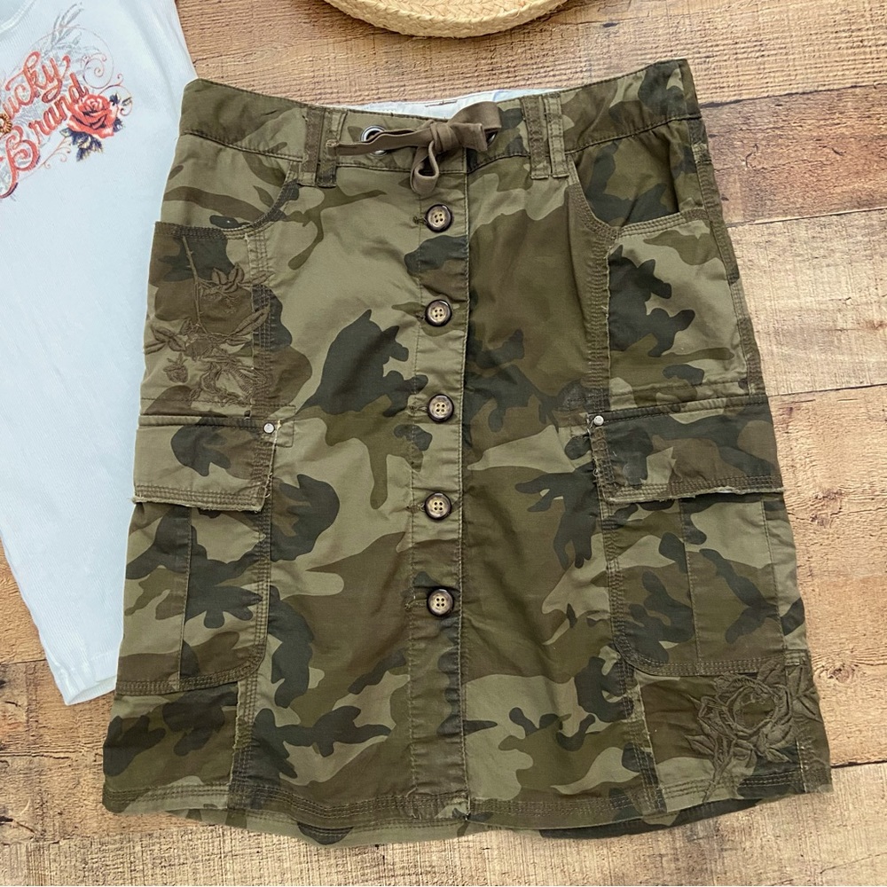 Skirt Camo Cargo Triple Five Soul Vintage Pockets Great STRETCH